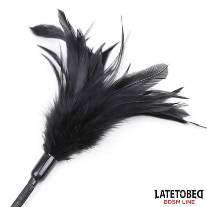 LATETOBED whip with feathers